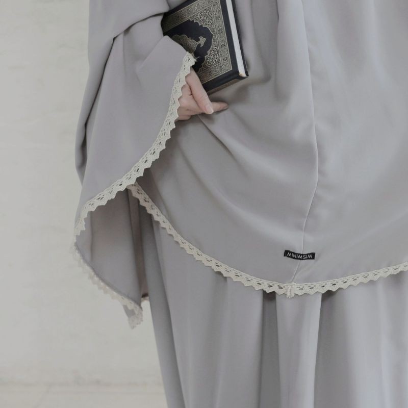 [COD] Minimslm - Prayer robe with lace (Soft Grey)