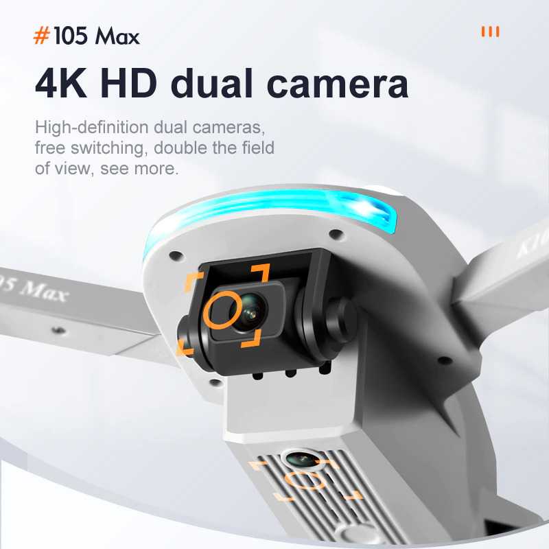 Quadcopter Drone RC WiFi Dual Camera 4K K105 Max