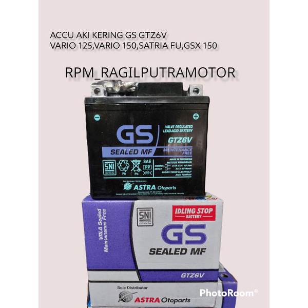 ACCU AKI KERING GS ASTRA GTZ6V MF AKI VARIO 125 VARIO 150 SATRIA FU GSX 150  CB150R SONIC ORIGINAL G