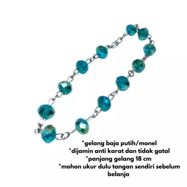 GELANG BAJA PUTIH,GELANG MONEL,GELANG KRISTAL BAJA PUTIH ANTI KARAT PANJANG 18 CM