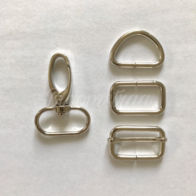 Set ring besi 2,5cm nikel ring tas 25mm ring kait, ring d, ring jalan sre, ring kotak 2,5 cm 25 mm