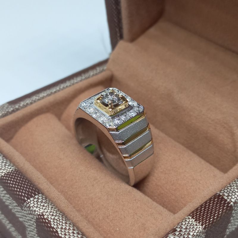 cincin perak pria mewah full berlian eropa