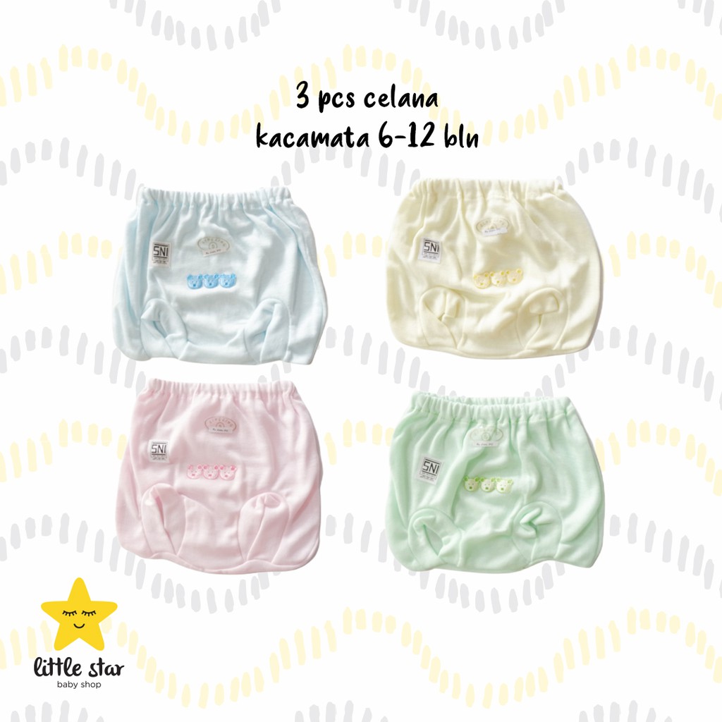 ISI 3 PCS Ling-Ling Celana Kacamata Anak Bayi Cewek Cowok Polos Warna | Celana Pop Anak Bayi | Celana Kodok Bayi