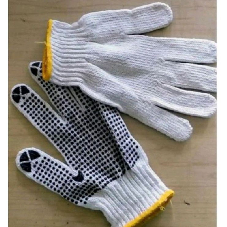 (24 pcs/12 pasang) Sarung Tangan BINTIK Pekerja Bangunan Proyek Safety Tebal Murah Grosir