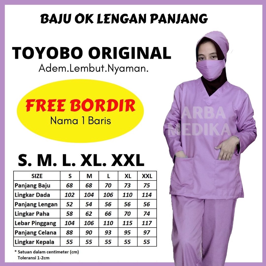 Baju Ok Oka Dokter Perawat Petugas medis Lengan Panjang Toyobo Original  FREE BORDIR Nama 1 baris