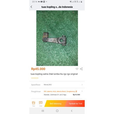 tuas kopling satria 2tak lumba hiu original