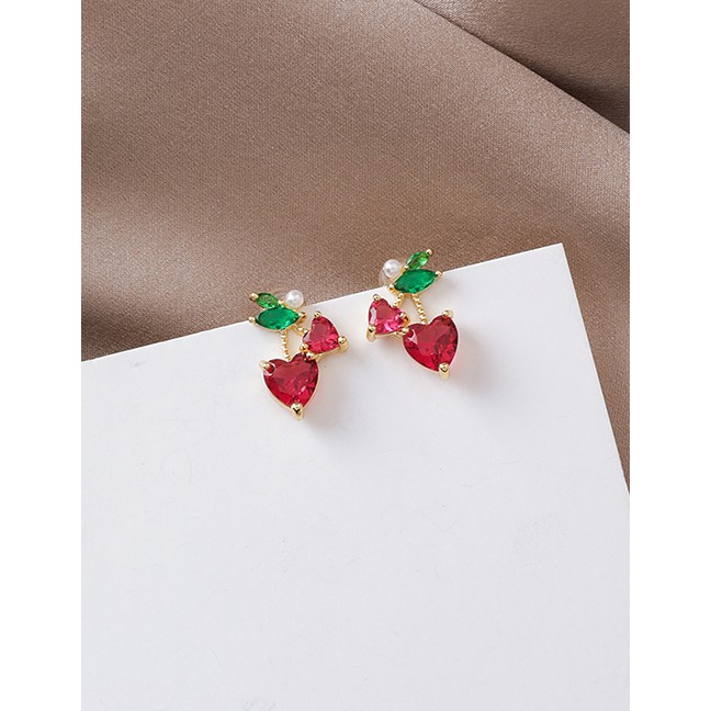 LRC Anting Tusuk Fashion Red 925 Silver Needle Fruit Earrings D55237