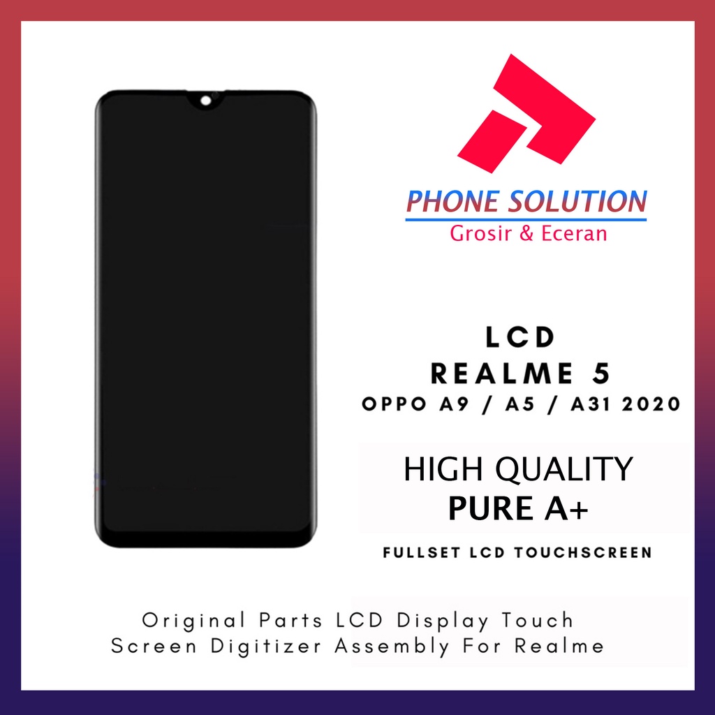 LCD Realme 5  LCD Oppo A9  LCD Oppo A5  Oppo A31 2020 Universal Fullset Touchscreen - Parts Kompatible Dengan Produk Oppo // Supplier LCD Realme 5 - Garansi 1 Bulan