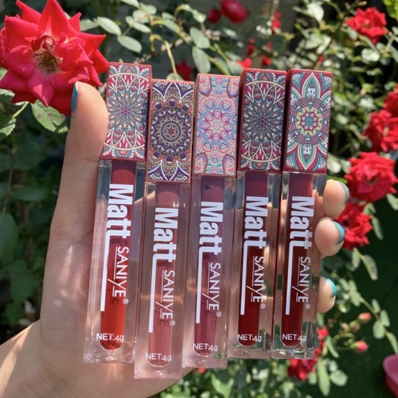 SANIYE Matte Liquid Lipstick Lip Tint Cair Lip Glaze Batik Style Waterproof Tahan Lama S02