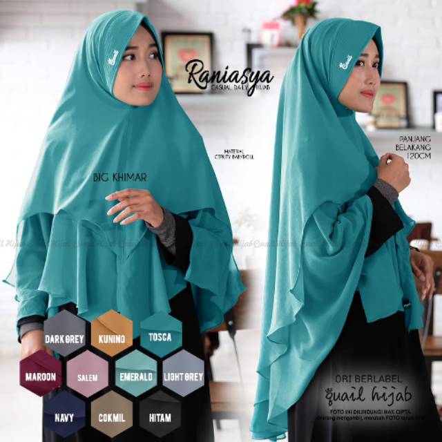 Khimar Instantly Jumbo Syari Ori Quail Hijab Bahan Ceruti Babydol 2 Layer Grosir Jilbab Murah Solo