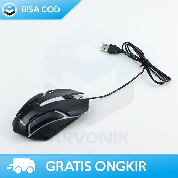 MOUSE GAME KABEL TAFFWARE LED RGB BAHAN PLASTIK OPTICAL FUTURISTIK