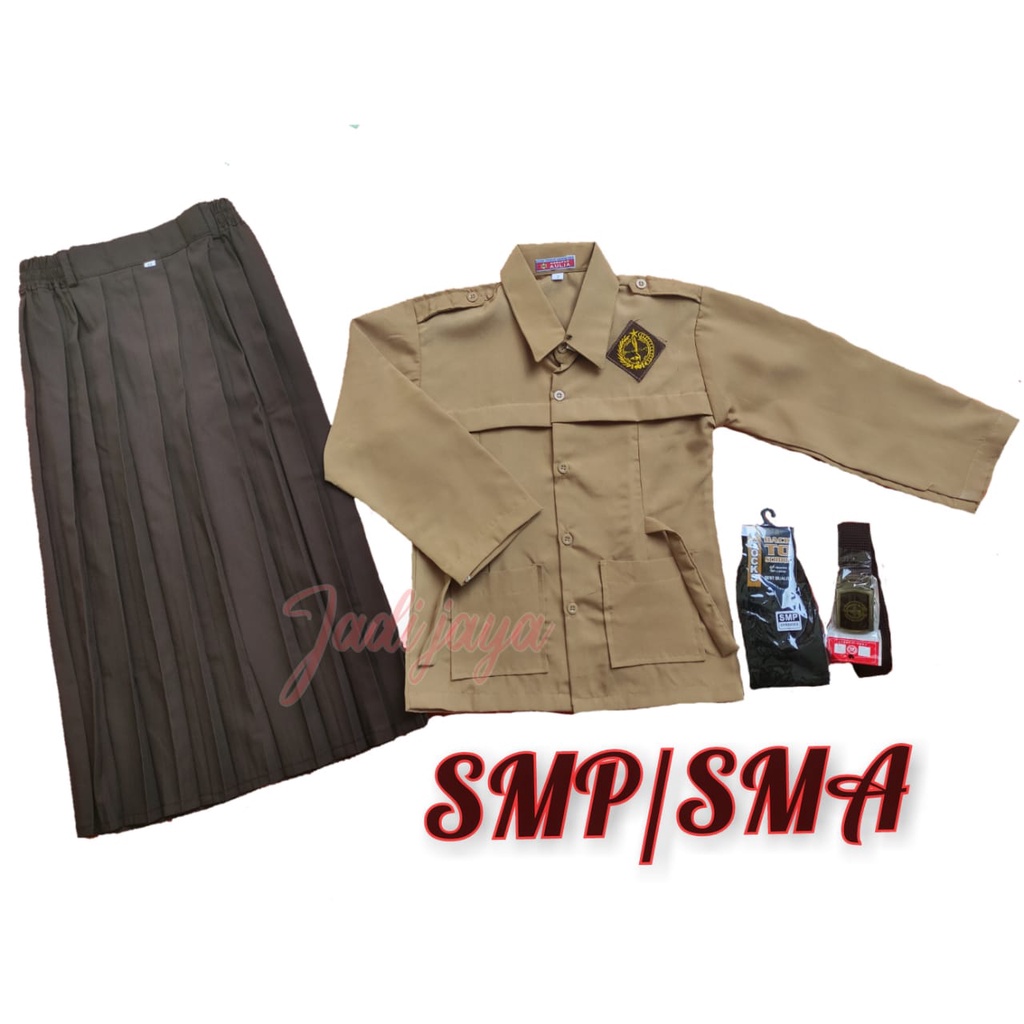 Set Seragam Pramuka Smp/Sma Prempuan Baju - Rok Panjang