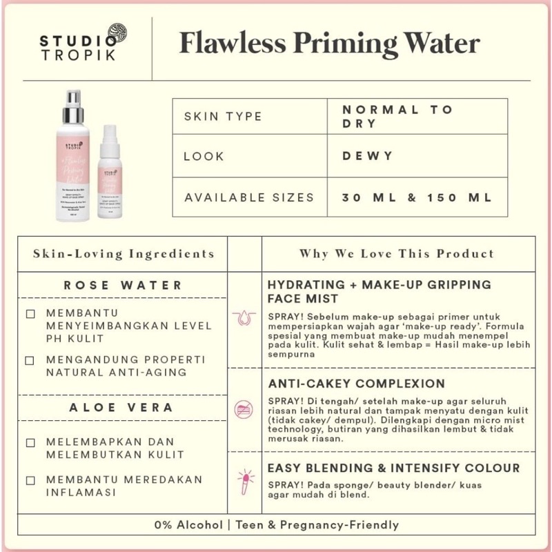 STUDIO TROPIK BB Size Original Priming Water | Flawless | Dreamsetter | Antibacterial | Balance ORIGINAL