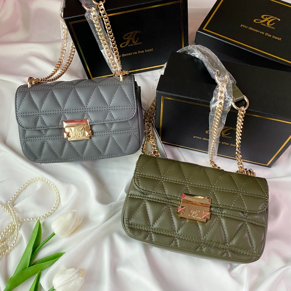 Jims Honey  - CLARESTA BAG - Tas Selempang Wanita Shoulder Bag Bahu Pesta Tali Rantai - Free Exclusive Box