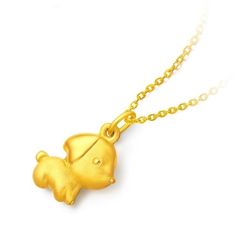 [Ready Stock]Cute Fashion Gold Plated Cartoon Dog Pendant Necklace