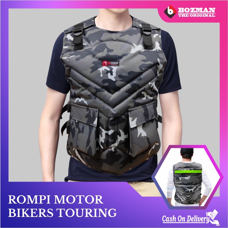 ROMPI MOTOR ANTI ANGIN PELINDUNG DADA TOURING/BIKERS-Double/Lor New Grey