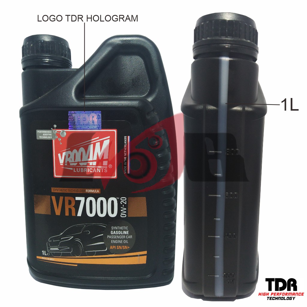 Oli Mobil Vrooam TDR VR7000 Car Engine Oil SAE 0W20 1 Liter API SN Full Synthetic