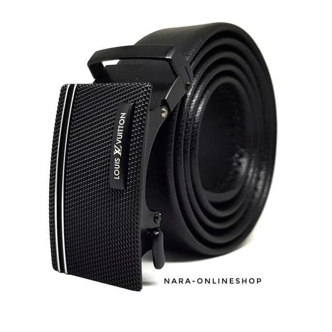 Sale Gesper Ikat Pinggang Kulit Pria Model Rel | Lv 02 Black