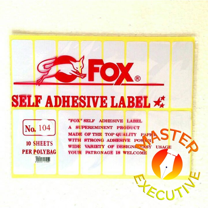 [Pak - 10 lembar] Fox Label Stiker 104 / Undangan / Nama / Self Adhesive Sticker