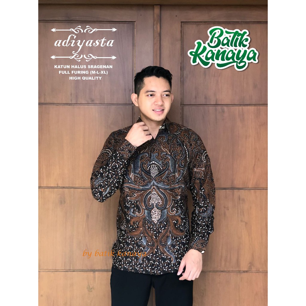 ADIYASTA Kemeja Batik Pria Lengan Panjang Katun Halus Sragenan FULL FURING