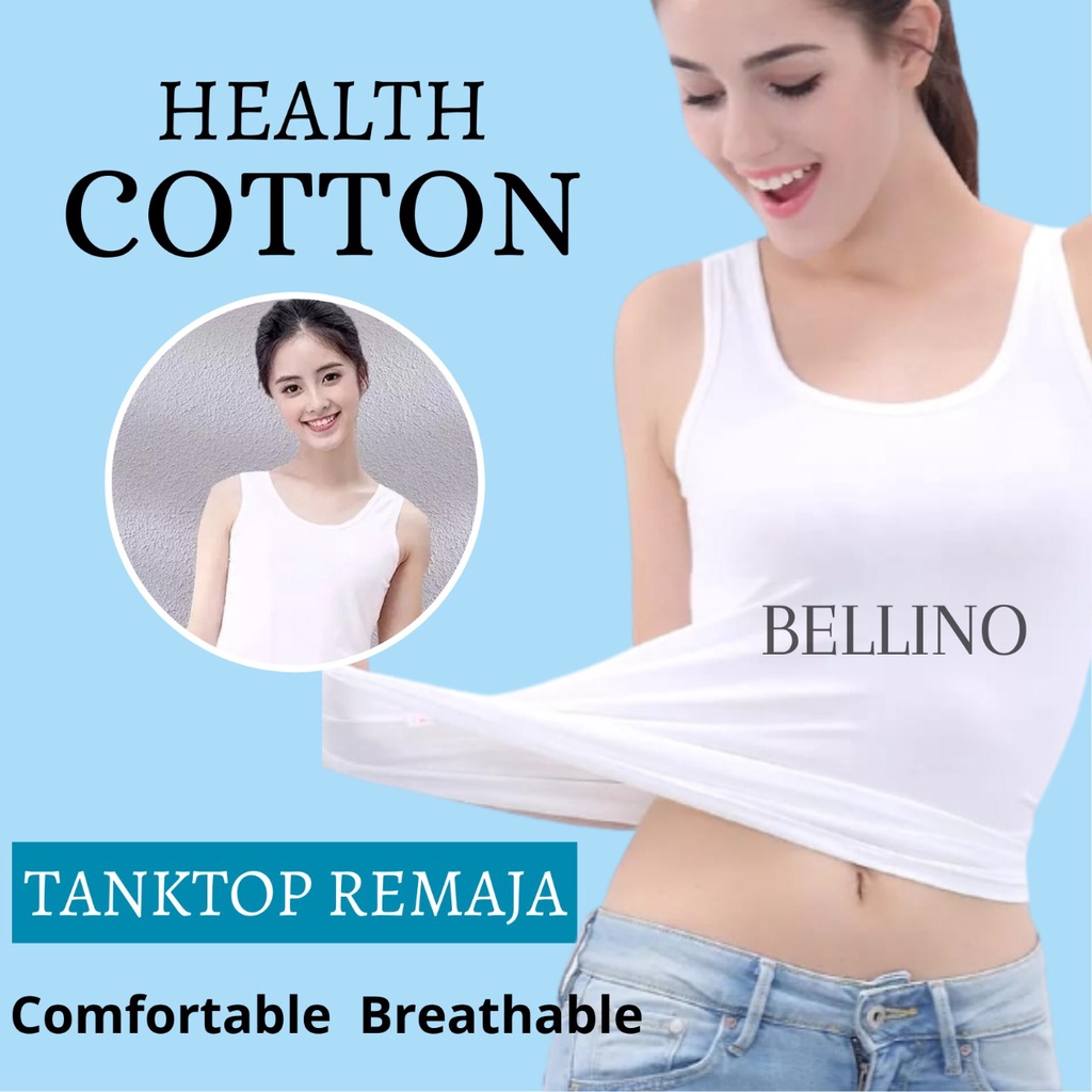 Bellino - Kaos Singlet Wanita Putih Polos Premium Tanktop  Dalaman Kaos Sekolah Anak SMP SMA Tangtop