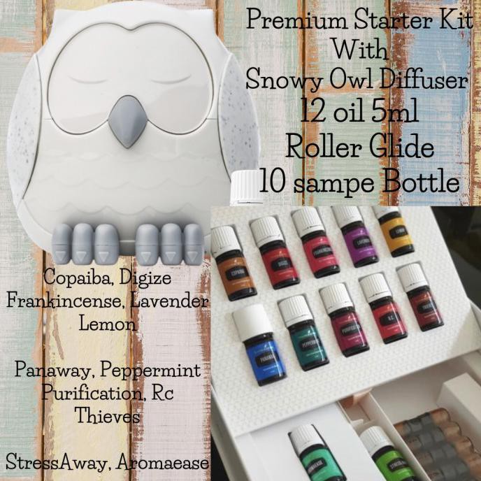 Premium Kit Owl Diffuser Feather / Snowy 12 Essential Oil Young Living Sybilastore