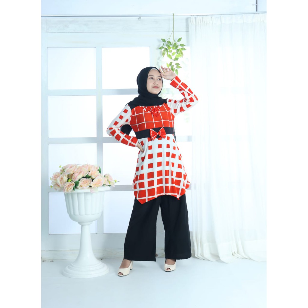 DRESS TUNIK l TUNIK DEWASA l MOTIF KOTAK l ATASAN WANITA DEWASA