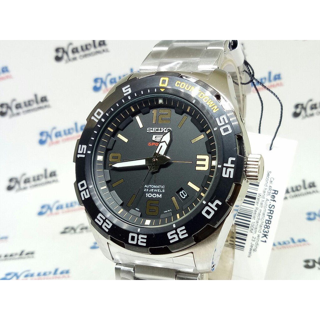 Seiko 5 Sports SRPB83K1 Black Dial Countdown - Jam Tangan Pria SRPB83