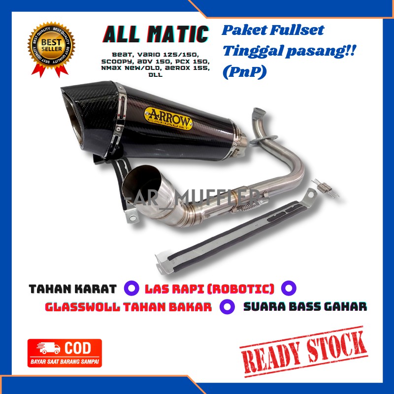 Knalpot Racing Arrow Carbon Nmax New Old Aerox 155 Lexi Mio Vario 125 150 Beat Scoopy ADV 150 PCX 15