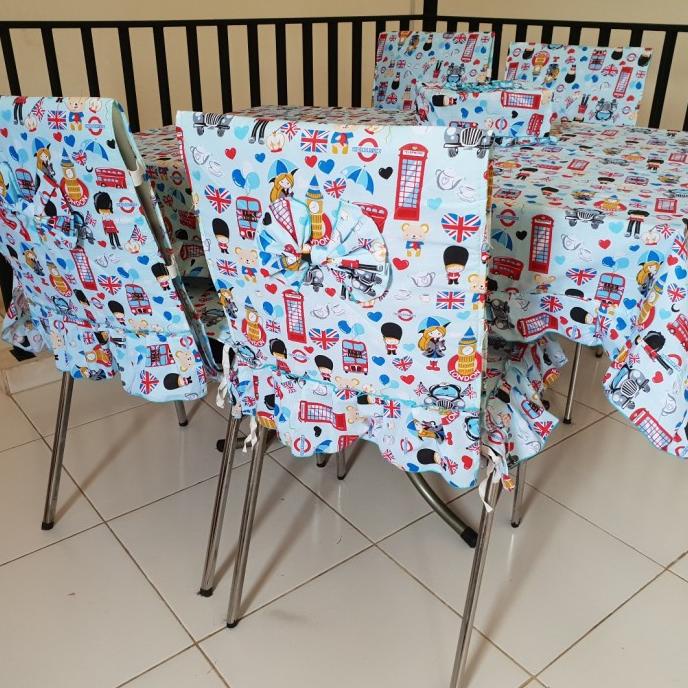 monggo] set sarung kursi makan shabby chic - sarung kursi makan shabbychic