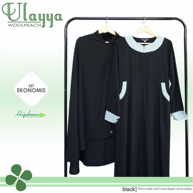 Gamis Set Cadar Ulayya by Hijabuna Black Size XL