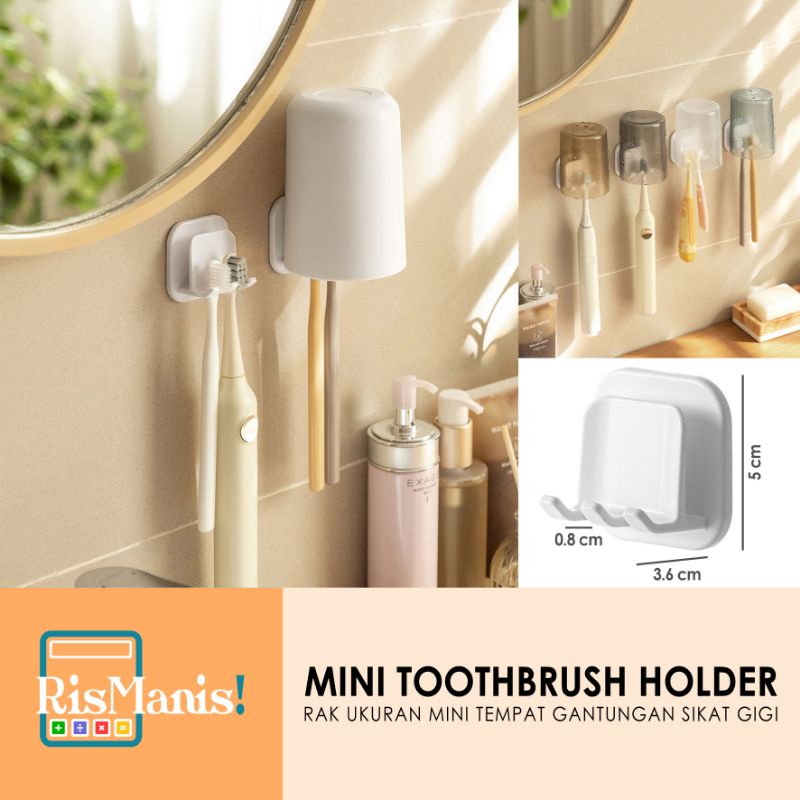 MINI TOOTHBRUSH HOLDER - Rak Kecil Tempat Gantungan Sikat Gigi Organizer Tempel Toilet Rapi Wastafel