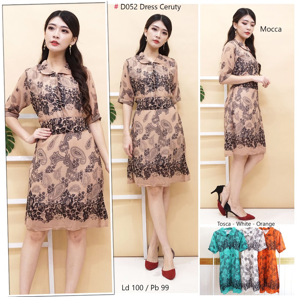 Dress ceruty motif kembang/dress sifon bunga flora/dress wanita murah premium/casual dress  |BUNKASH