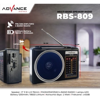 Advance Radio RBS-809 / RBS809 FM / AM / SW1 / SW2 4 BAND RADIO / Radio Jadul + Senter