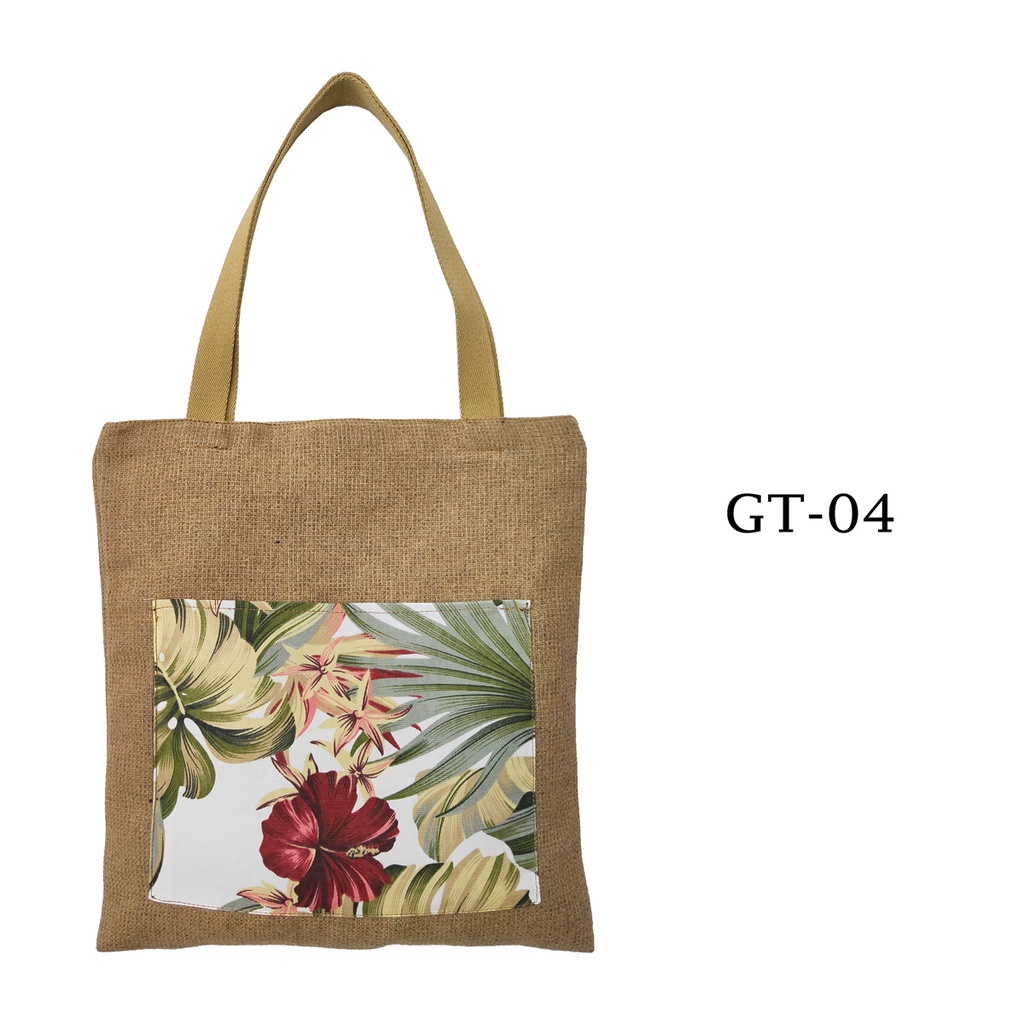 Tote Bag Goni Gail Dengan Kantong Depan Tas Tote 40x34cm Motif GT-04