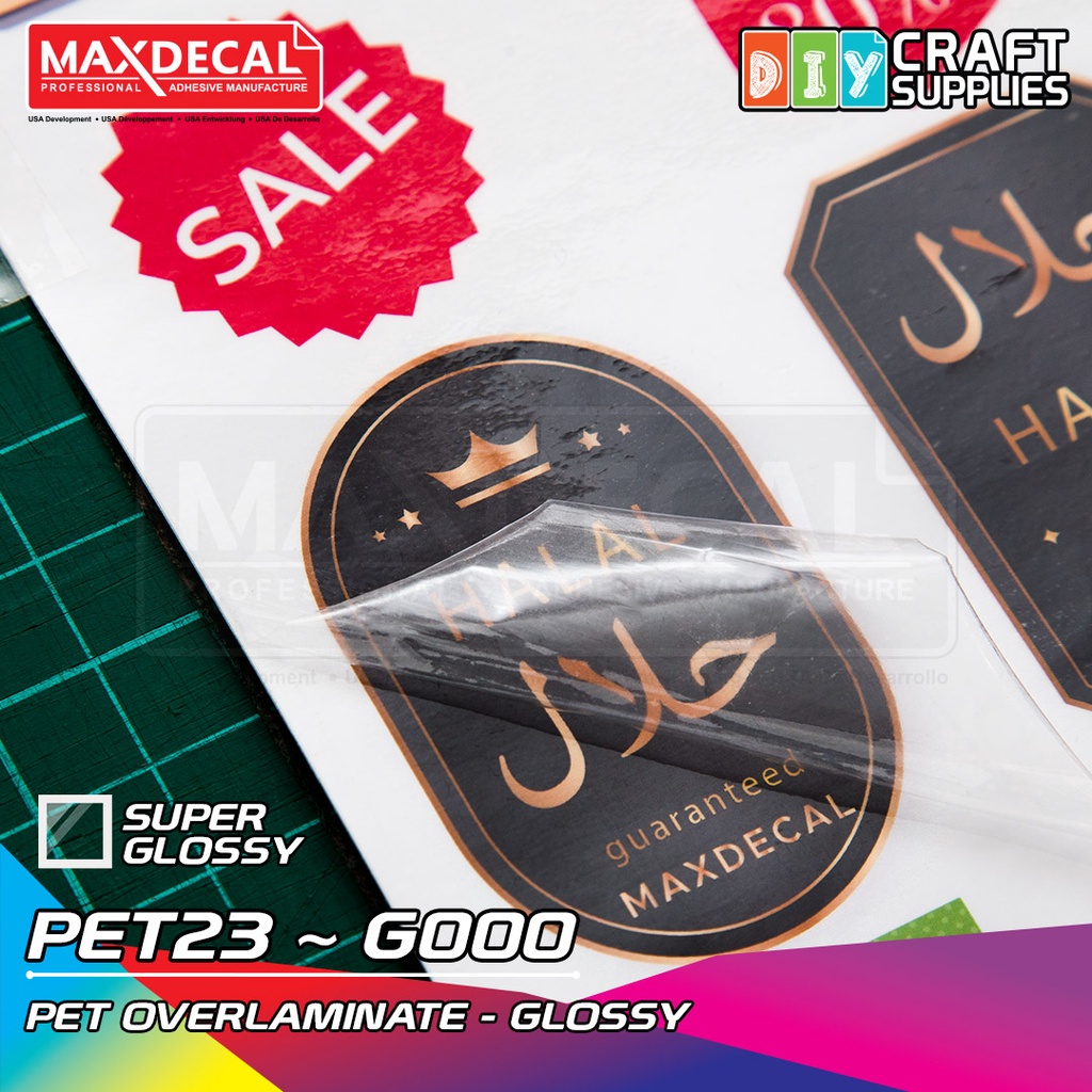 

Stiker Laminasi Glossy PET Waterbase Clear A3 Roll 32cm x 60m PET23 MAXDECAL DIY Printer Biasa
