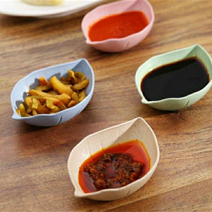 【GOGOMART】Mangkok Saji Kecil / Mangkuk Tempat Saos Sambal Kecap Bahan Jerami - Bentuk Daun