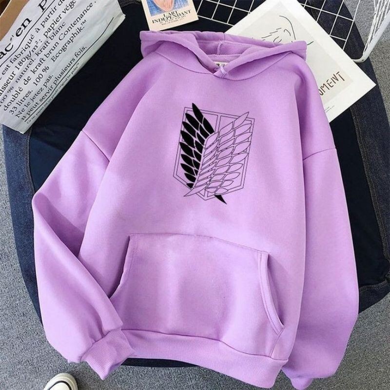 ( BAYAR DITEMPAT) JAKET HOODIE unisex anime attack On Titan LOGO BESAR depan / M-XXL