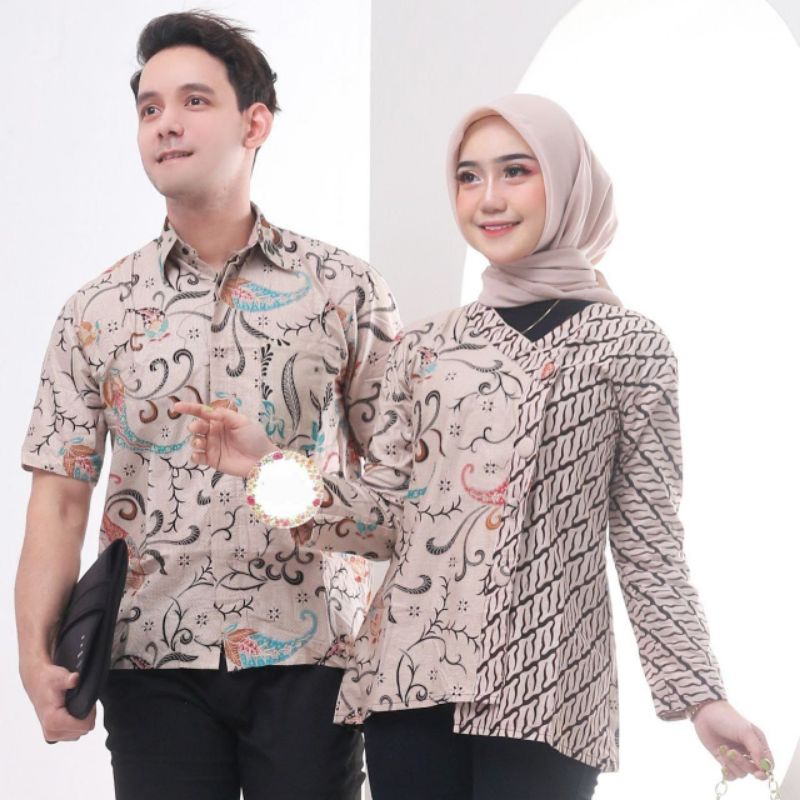 Batik wanita ASJ SA HRB026 Kenongo Kemeja Tosca Pendek