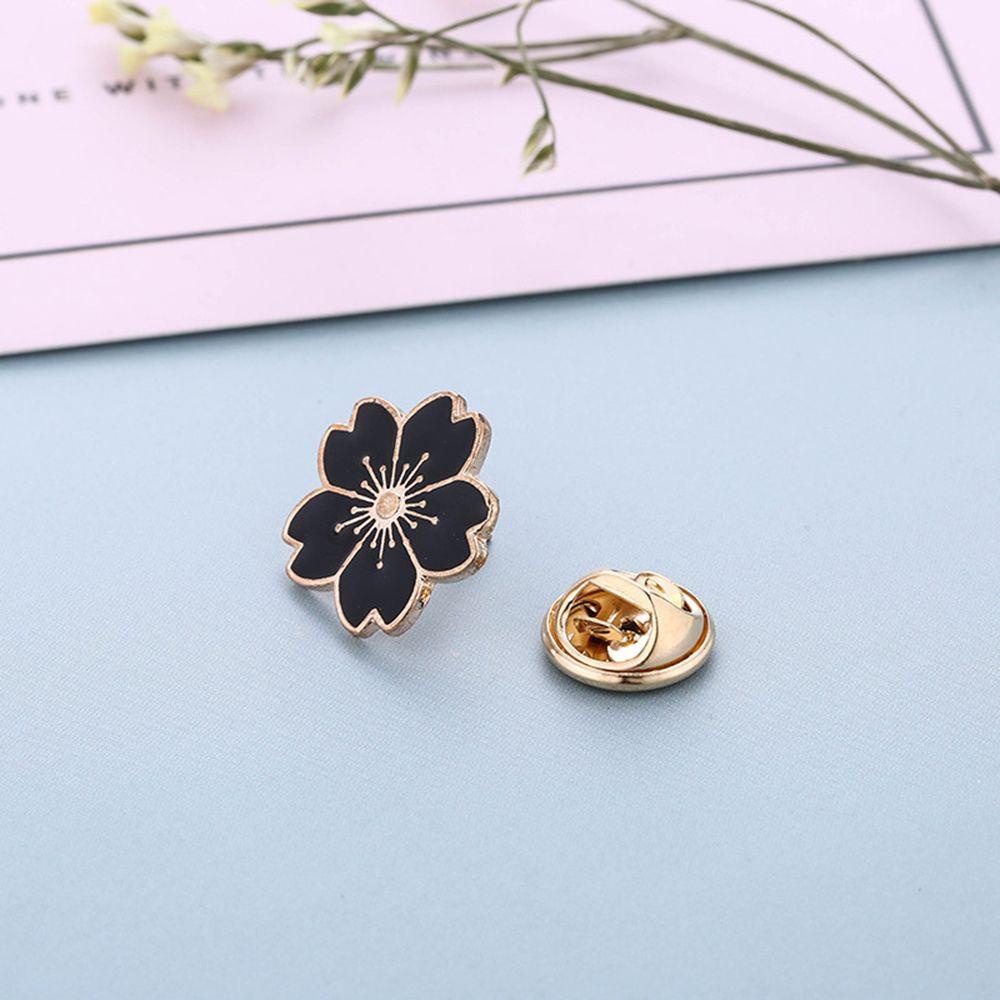 5pcs Alloy Enamel Brooches Sakura Flower Pins Button 20x20x2mm