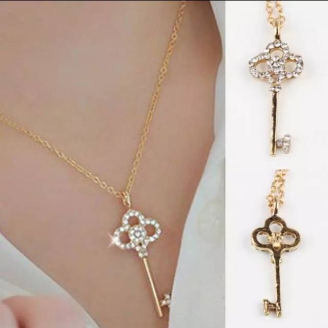 Kalung Emas Kunci Berlian Fashion Jewerly 2018 Korea Shopee Indonesia