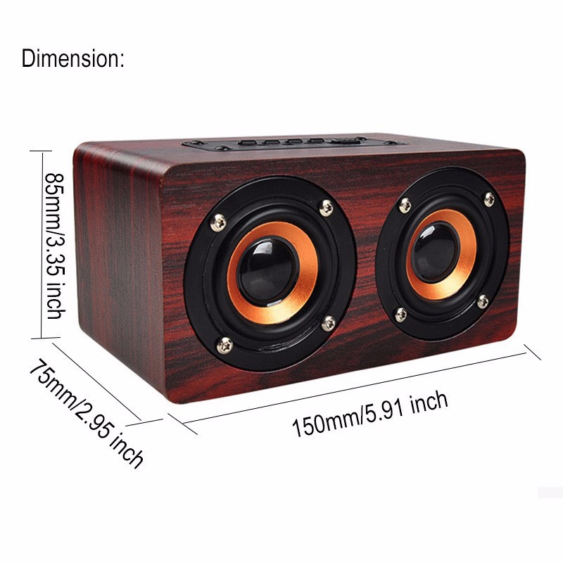 Speaker Retro Minimalis Bluetooth Kayu Super Bass Memory Card slot AUX Jack Audio Double Speaker W5 aktif mdf stereo