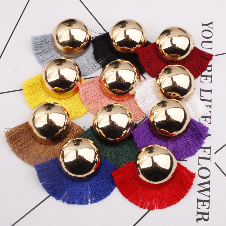 Roti kukus bentuk rumbai anting-anting Bohemian gaya etnik rumbai aksesoris elegant circle fan berbe