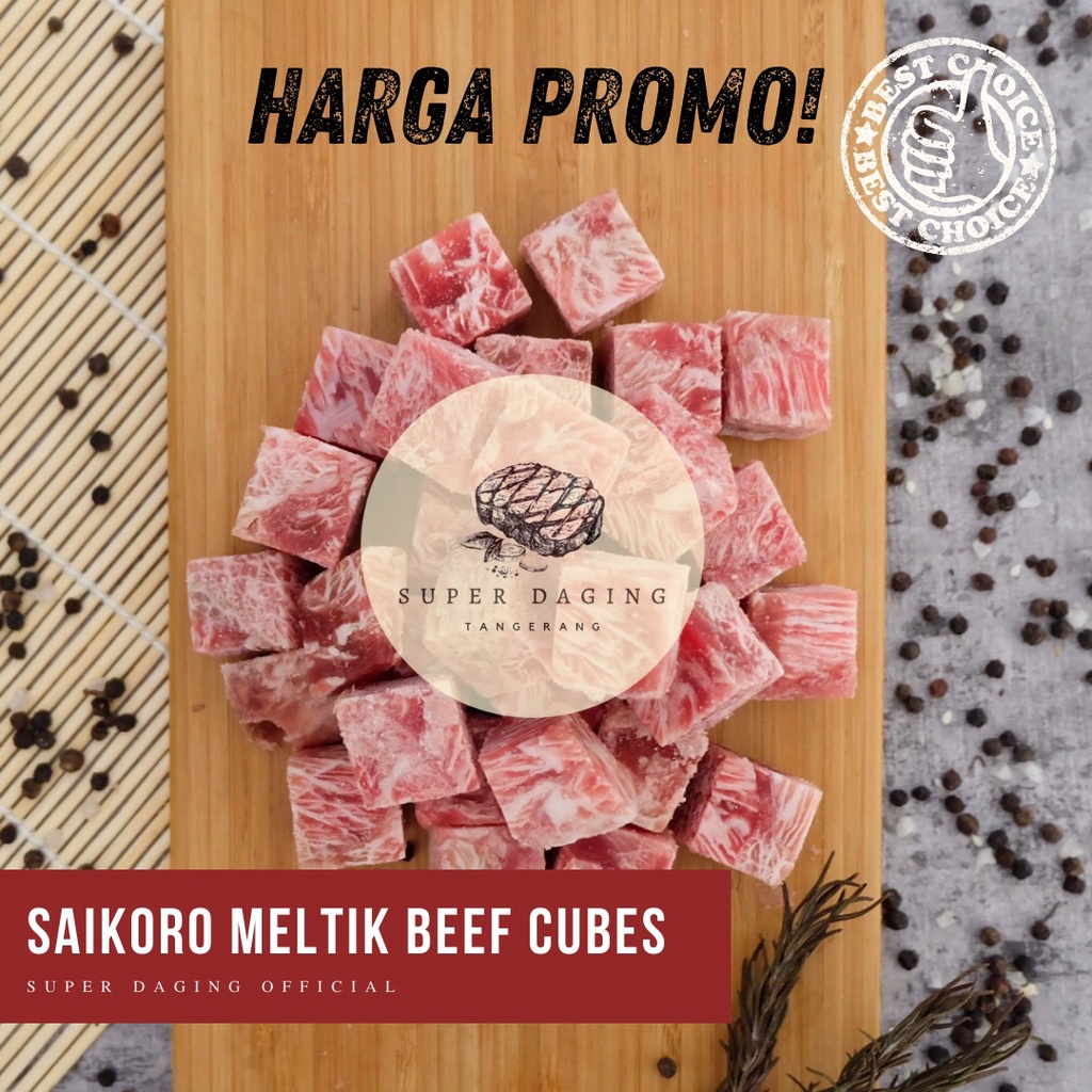

Saikoro Beef Wagyu Meltik / Wagyu Meltique Cubes - 1kg