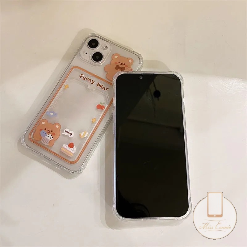 Case Tas Kartu Kartun Beruang Sweet Bunny Redmi10 10C A1 10A 9 9A 9T 9C 12 12x11lite M3 X3 NFC Pro Redmi Note 11 Pro+10s 9 Pro 10 Pro Max Plus Slot Dompet Shockproof Soft Cover