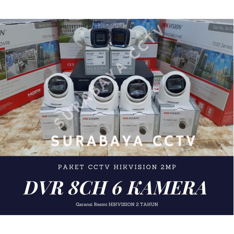 Paket CCTV Hikvision 2MP 6 Kamera HDD 1TB Siap Pasang