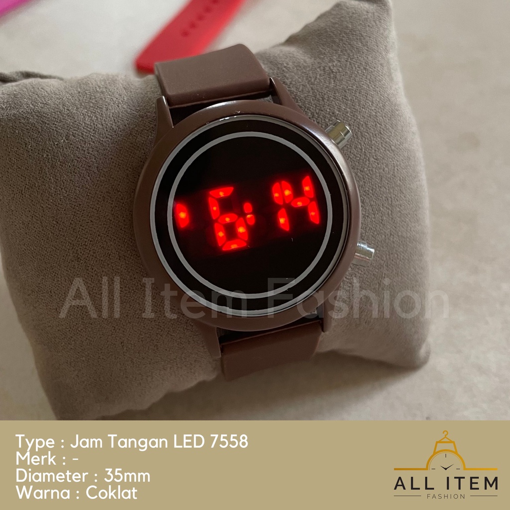 COD✅ Jam Tangan Bulat Digital LED 7558 Rubber Electronic Fashion Pria Wanita / Watches