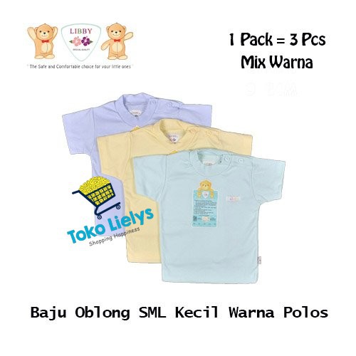 3 PCS LIBBY BAJU PENDEK ANAK WARNA POLOS UKURAN NB S M L 2L XL XXL