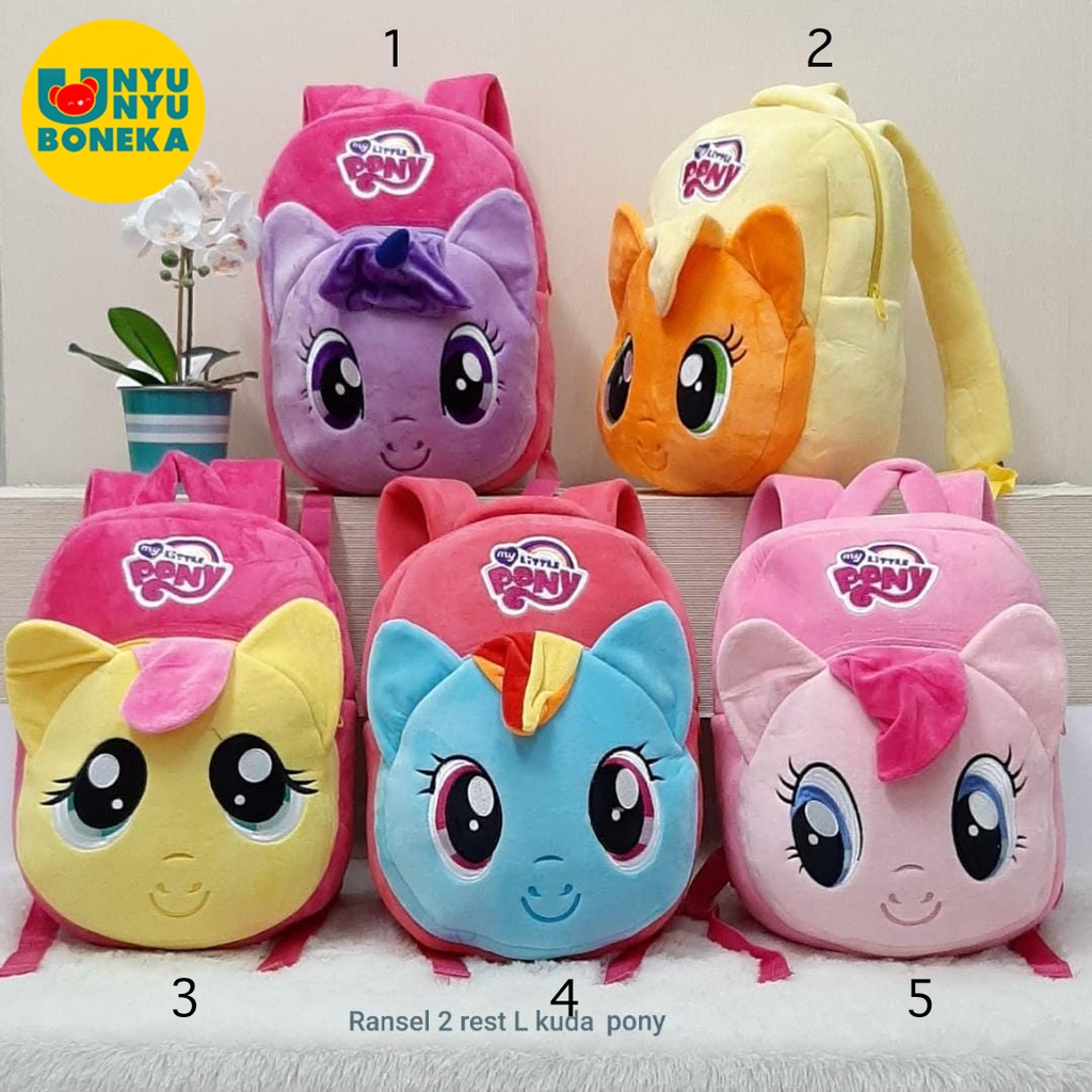 tas ransel besar untuk anak tk sd paud boneka kuda pony cartoon luck impor