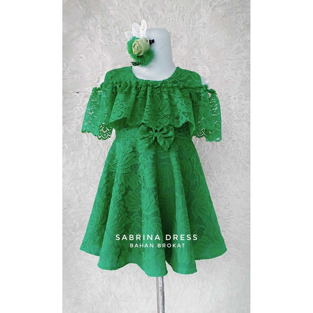Baju Anak Unik Bajunik Dress Model Sabrina Umur 8-10 Th Warna Hijau Botol